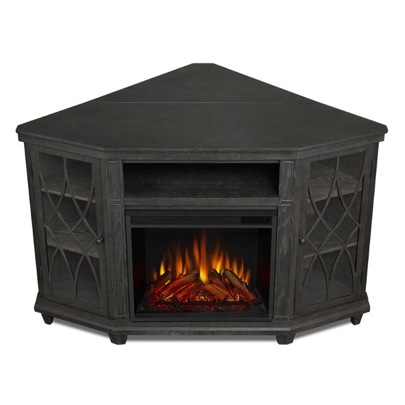 Real Flame Lynette Corner Fireplace TV Stand in Gray