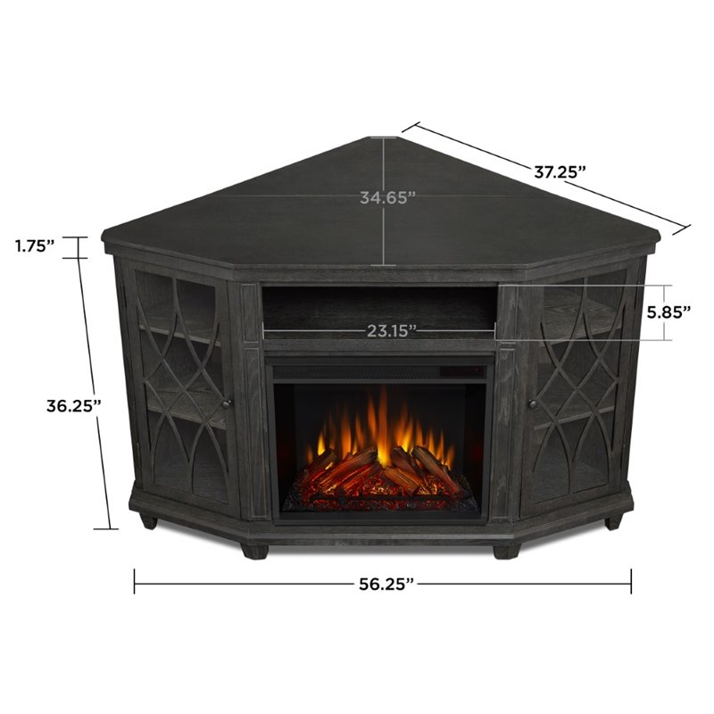 Real Flame Lynette Corner Fireplace TV Stand in Gray
