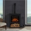Real Flame Hollis Stainless Steel Electric Fireplace in Matte Black