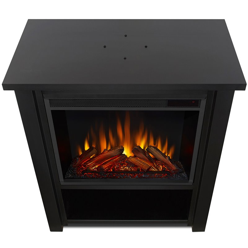 Real Flame Hollis Stainless Steel Electric Fireplace in Matte Black