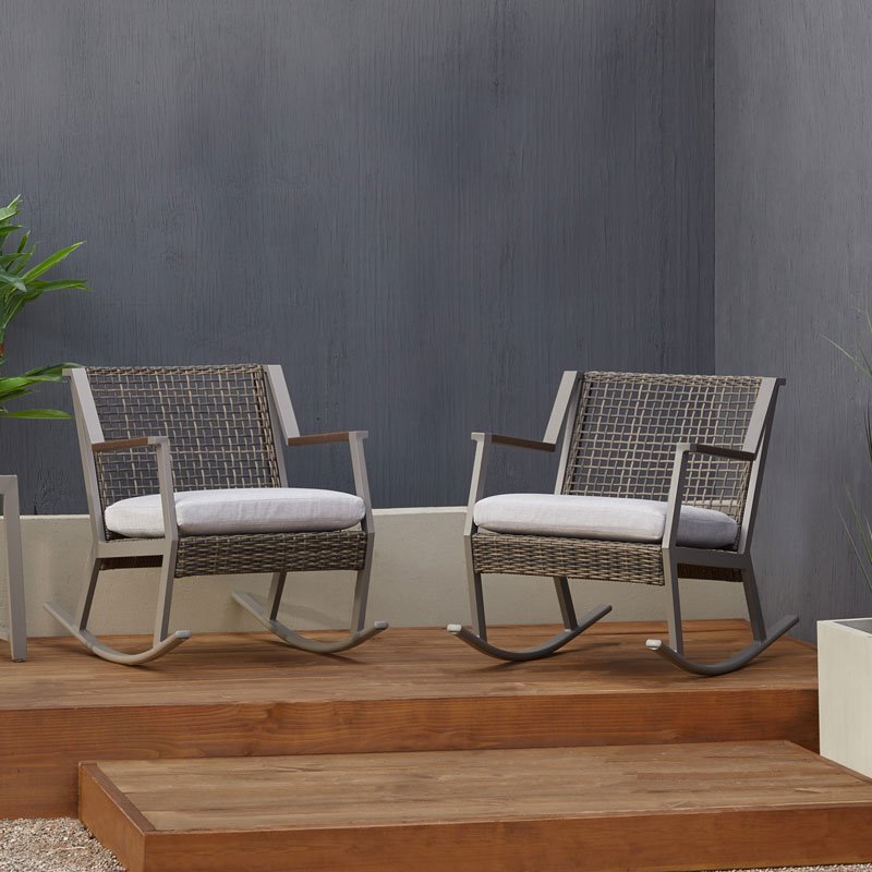 Real Flame Calvin Aluminum Patio Rocker in Gray (Set of 2)