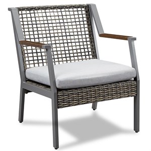 Real Flame Calvin Aluminum Patio Dining Arm Chair in Gray (Set of 2)