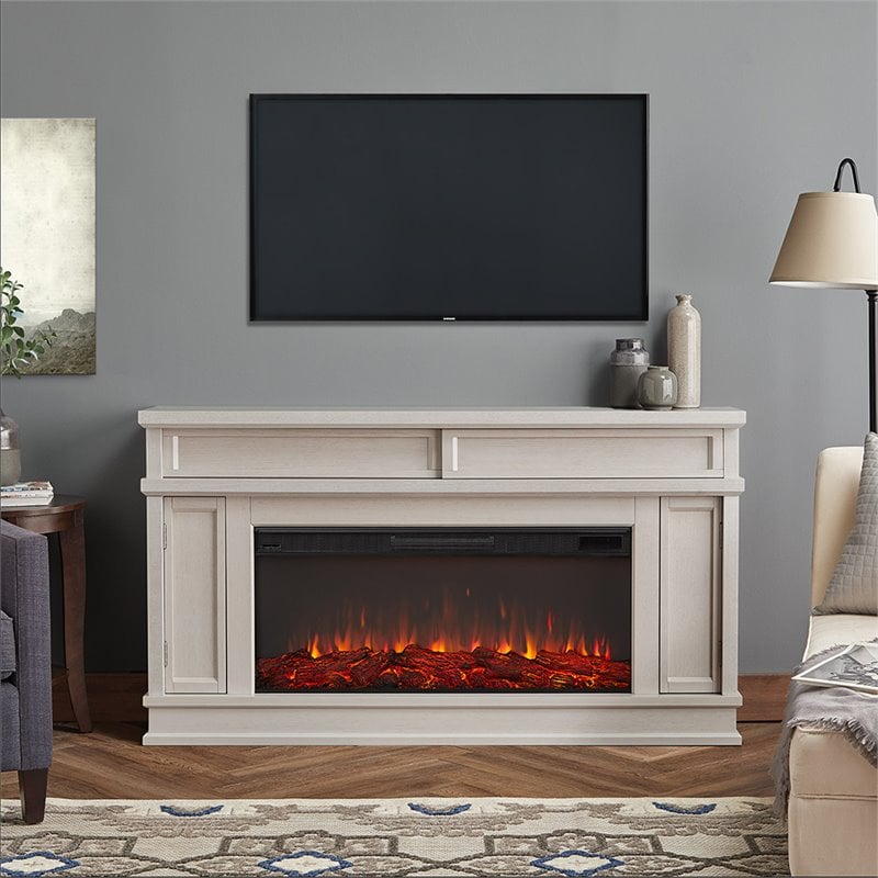 Real Flame Torrey Landscape Electric Fireplace in Bone White