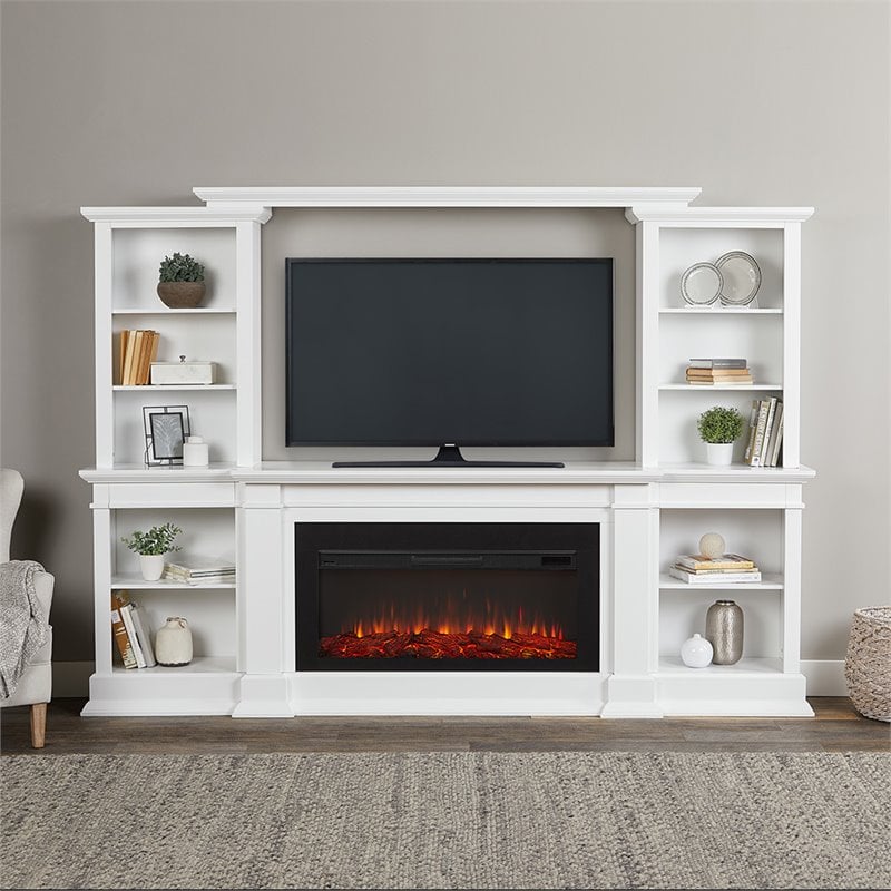 Real Flame Monte Vista Electric Fireplace Entertainment Center in White