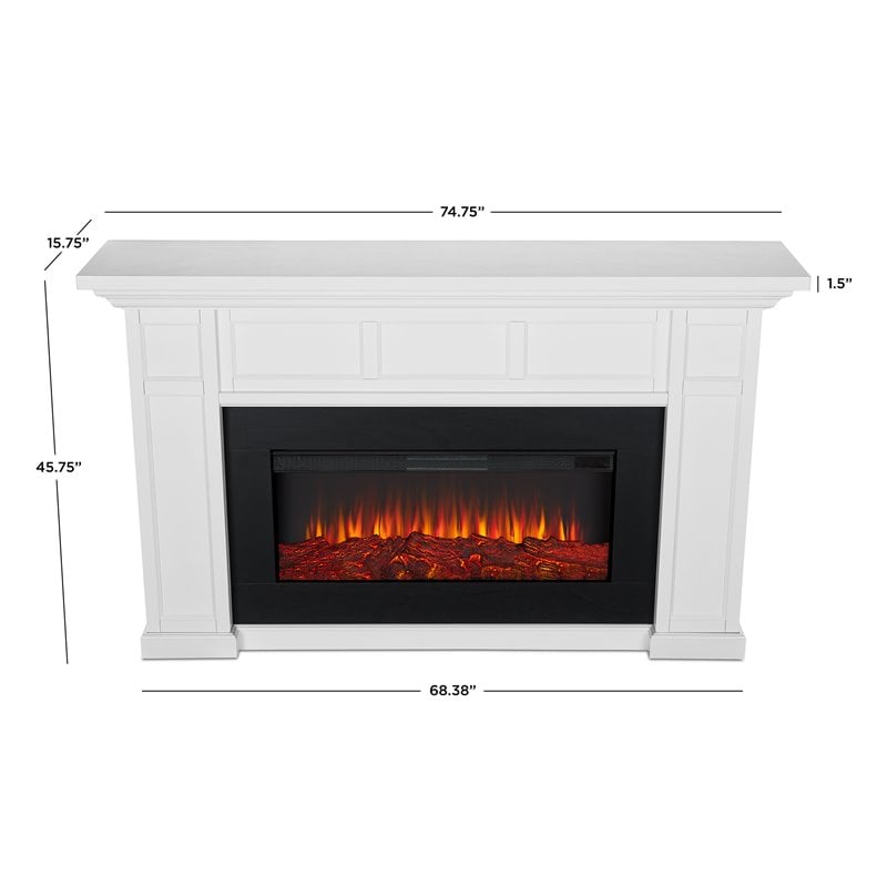 Real Flame Alcott Landscape Electric Wood Fireplace in White