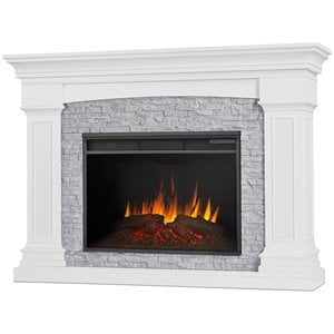Real Flame Deland 63&quot Traditional Wood Grand Electric Fireplace in White