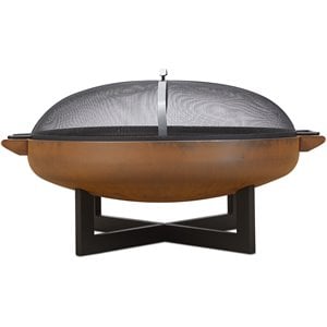Real Flame La Porte 37&quot Round Wood Burning Steel Fire Pit in Rust Brown