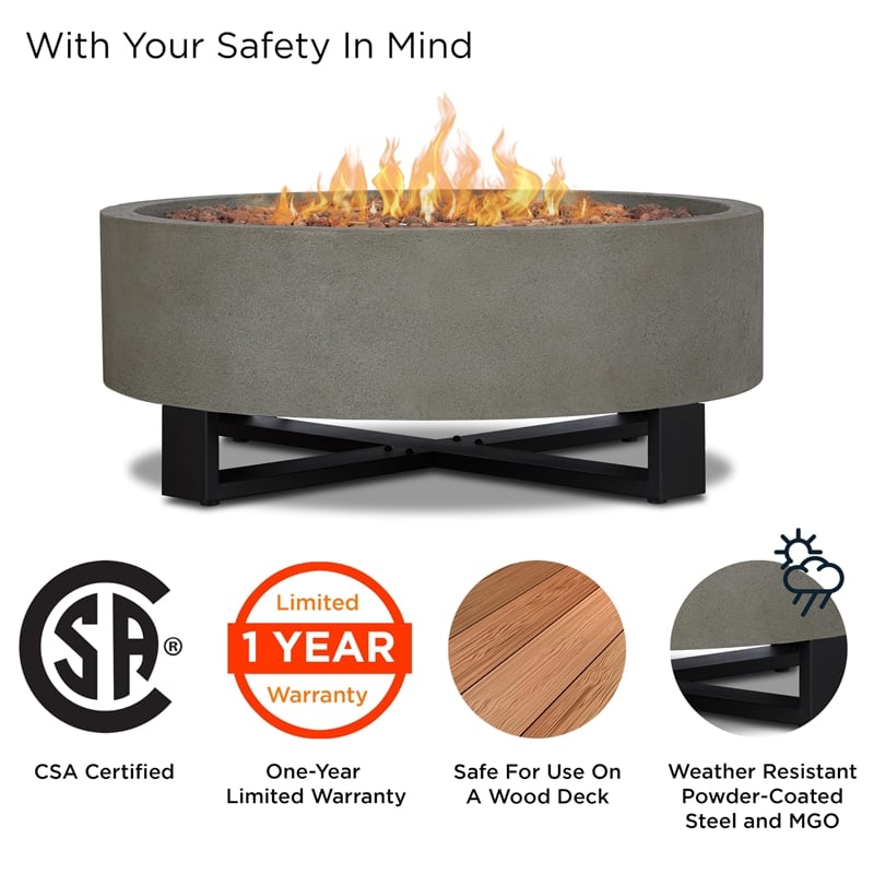 Real Flame Idledale Propane Fire Bowl for Outdoors in Glacier Gray
