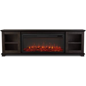 Real Flame Benjamin Solid Wood Landscape Media Electric Fireplace in Brown