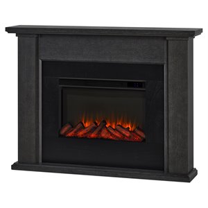 Real Flame Tejon 52&quot Slim Solid Wood and Glass Electric Fireplace in Gray Finish