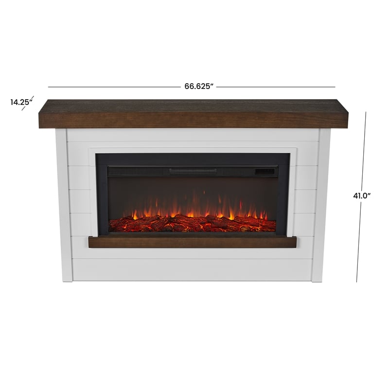 Real Flame Bernice Solid Wood Steel Glass Landscape Electric Fireplace in White