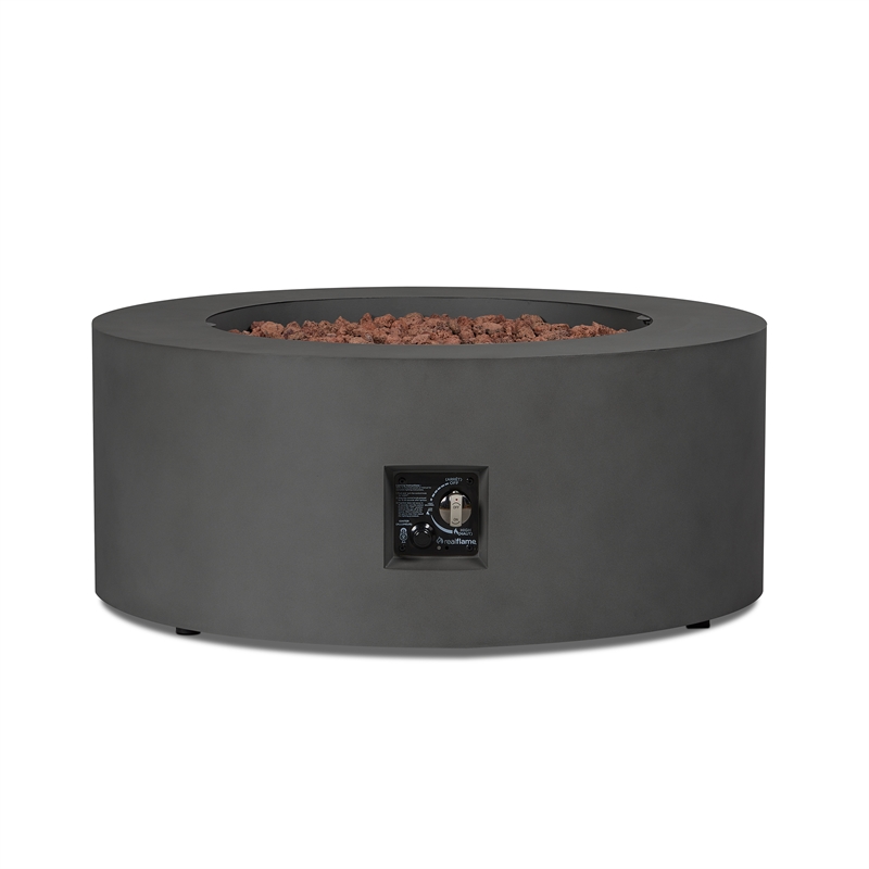 Real Flame Aegean Round Contemporary Steel Propane Fire Table in Weathered Slate