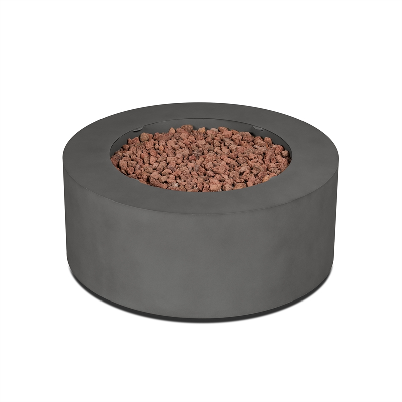 Real Flame Aegean Round Contemporary Steel Propane Fire Table in Weathered Slate