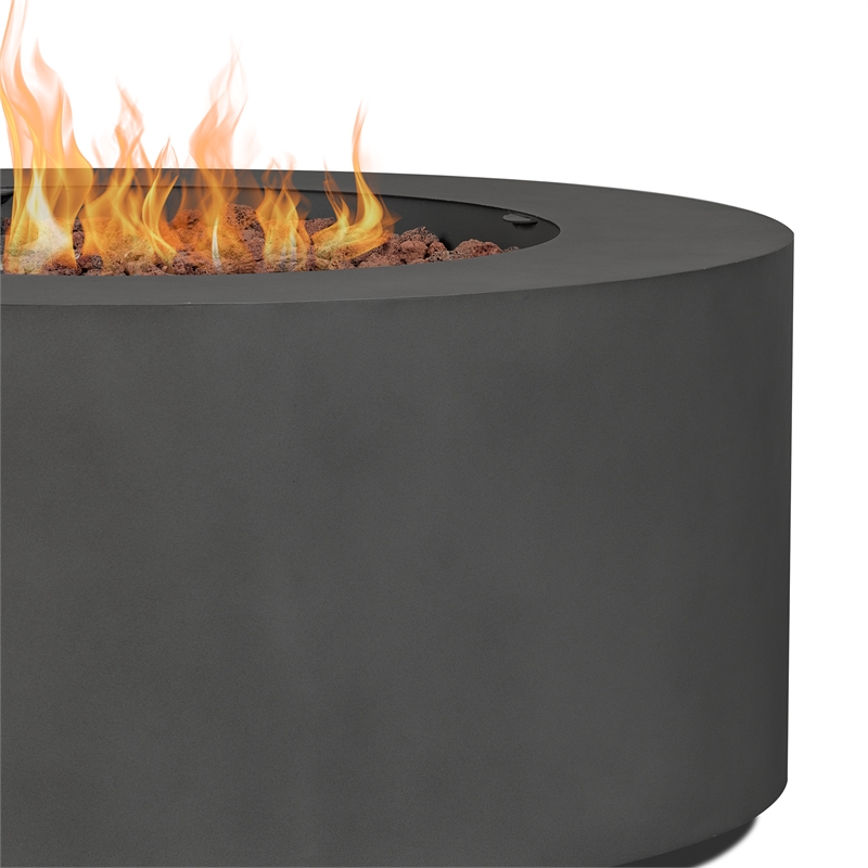 Real Flame Aegean Round Contemporary Steel Propane Fire Table in Weathered Slate