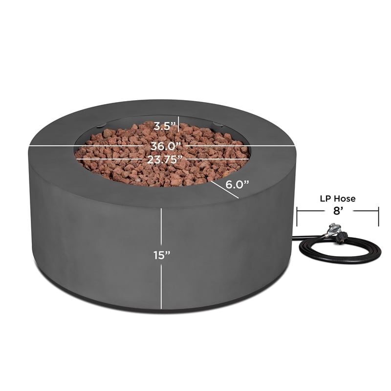 Real Flame Aegean Round Contemporary Steel Propane Fire Table in Weathered Slate