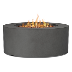 Real Flame Aegean Round Contemporary Steel Propane Fire Table in Weathered Slate