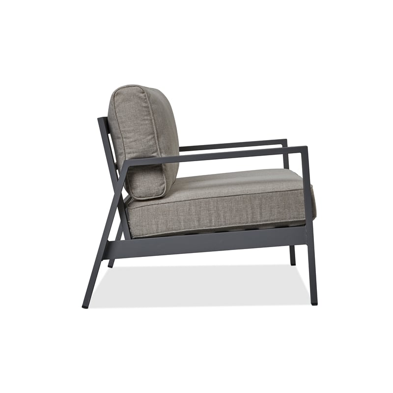 Real Flame Aegean Aluminum Outdoor 2-Seat Sofa with Cushions in Slate Gray/Tan