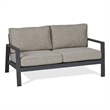Real Flame Aegean Aluminum Outdoor 2-Seat Sofa with Cushions in Slate Gray/Tan