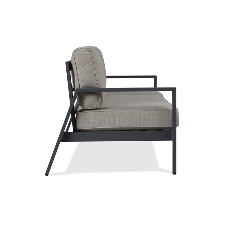 Real Flame Aegean Aluminum Outdoor 3-Seat Sofa with Cushions in Slate Gray/Tan