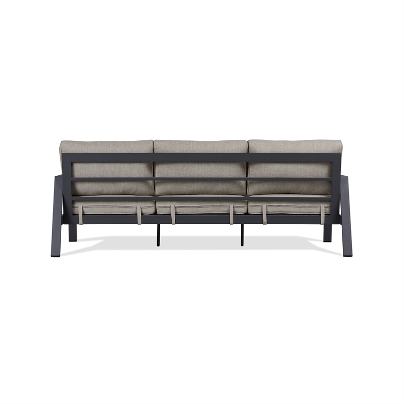 Real Flame Aegean Aluminum Outdoor 3-Seat Sofa with Cushions in Slate Gray/Tan