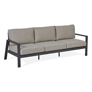 Real Flame Aegean Aluminum Outdoor 3-Seat Sofa with Cushions in Slate Gray/Tan