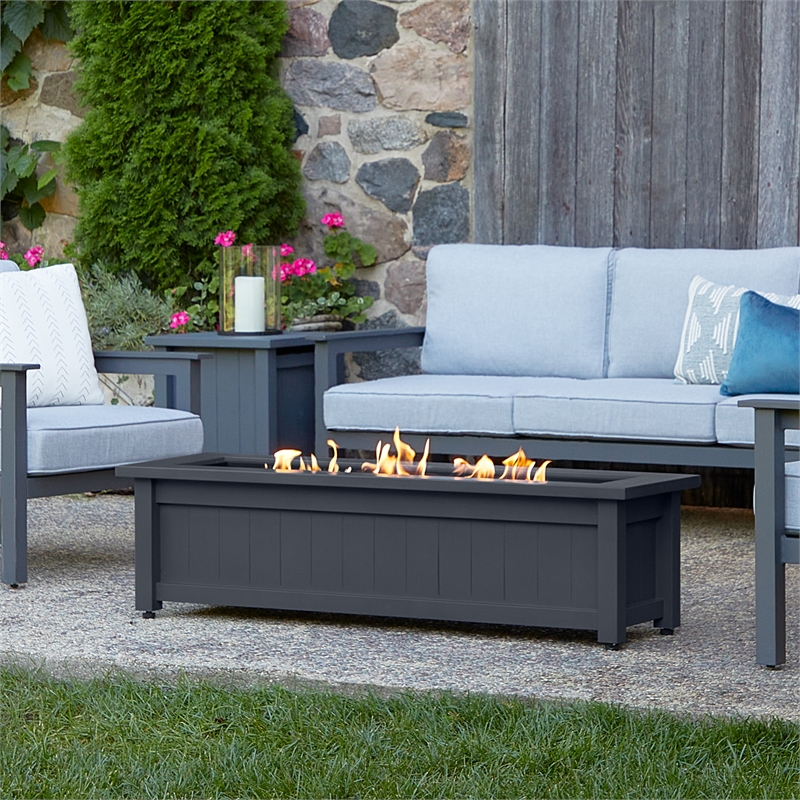 Real Flame Ortun Modern Rectangle Metal Propane Fire Table in Gray