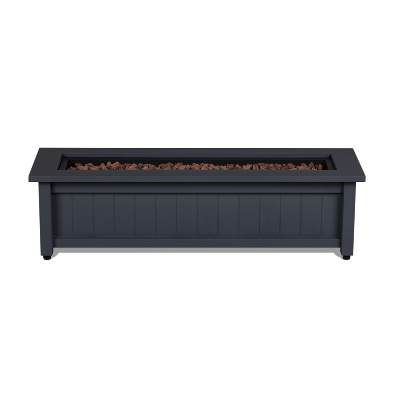 Real Flame Ortun Modern Rectangle Metal Propane Fire Table in Gray