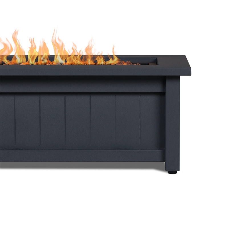 Real Flame Ortun Modern Rectangle Metal Propane Fire Table in Gray