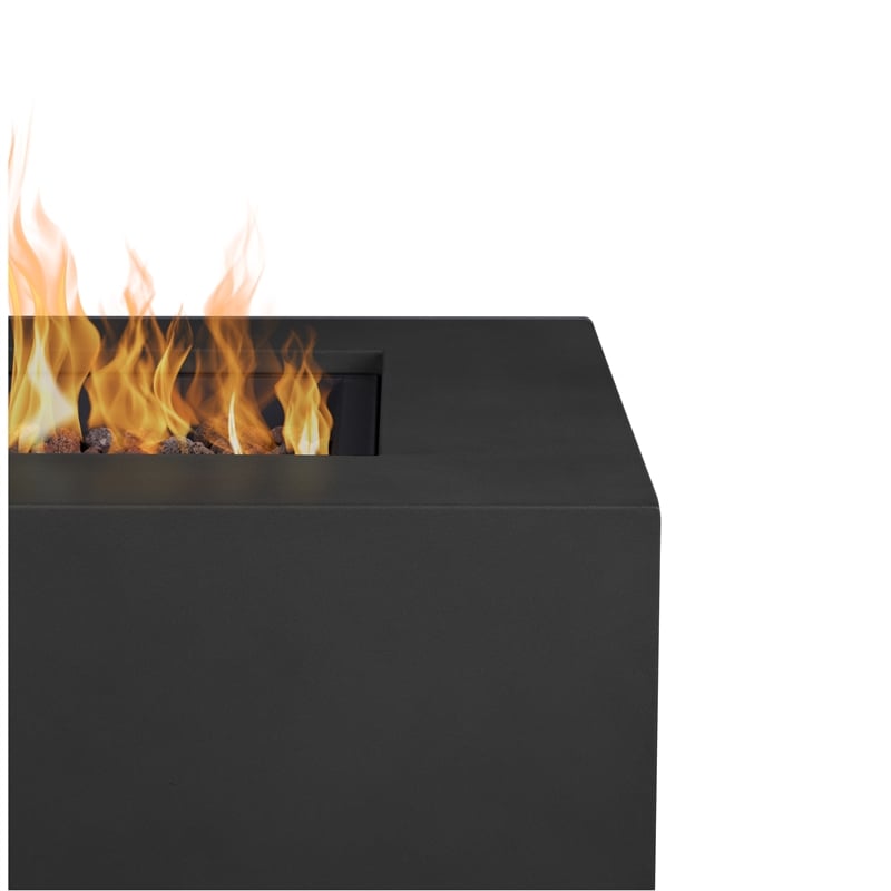 Real Flame Aegean Square Metal Propane Fire Table with Conversion Kit  in Black