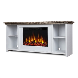 Real Flame Tramore 62&quot Coastal Wood Slim Electric Fireplace TV Stand in White