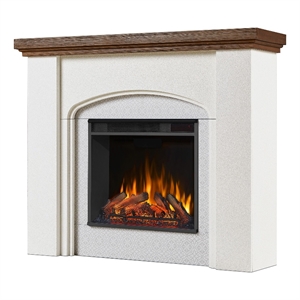 Real Flame Anika 49&quot Modern Wood Electric Fireplace in White Stucco