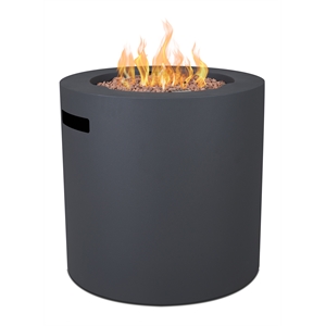 Real Flame Aegean 24&quot Round Stainless Steel Propane Fire Pit Table in Slate