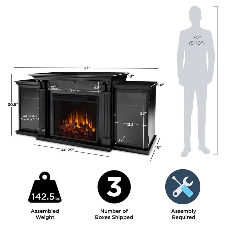 Real Flame Calie Electric Fireplace TV Stand in Black