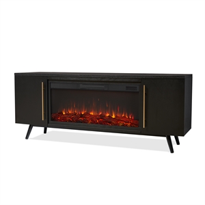 Real Flame Morris 72&quot Wood Landscape Electric Fireplace TV Stand in Black