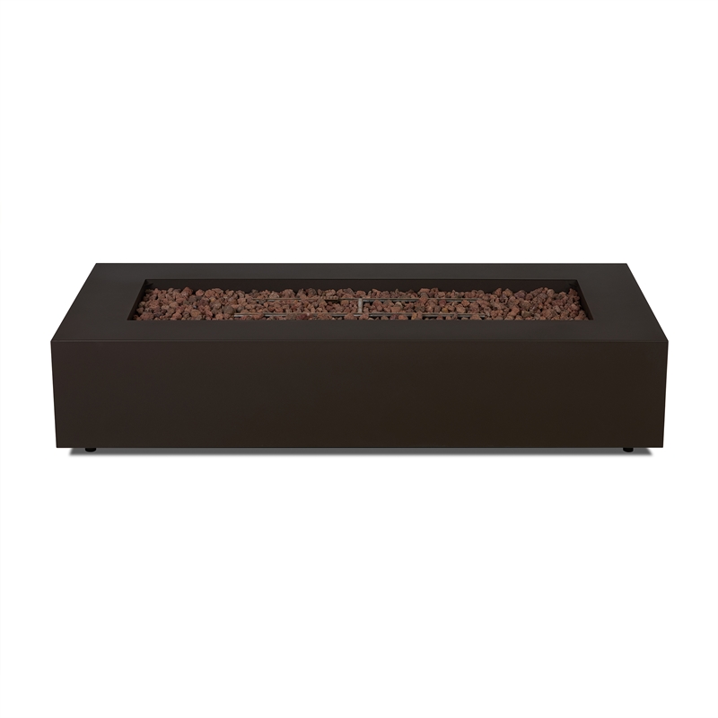 Real Flame Aegean 70-inch Rectangle Steel Propane or Natural Gas Fire Pit Table in Dark Bronze
