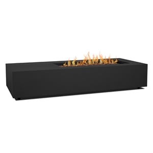 Real Flame Aegean 75&quot Asymmetrical Rectangle Steel Gas Fire Pit Table in Black