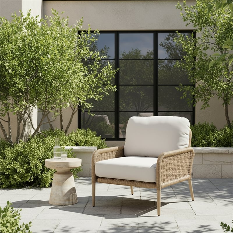 Real Flame Morro All-Weather Wicker Outdoor Lounge Chair in Natural