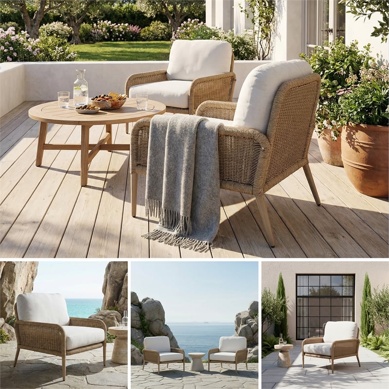 Real Flame Morro All-Weather Wicker Outdoor Lounge Chair in Natural