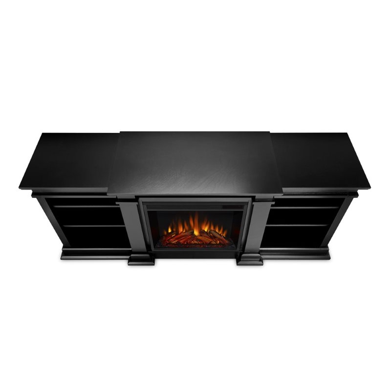 Real Flame Fresno Indoor TV Stand Electric Fireplace in Black