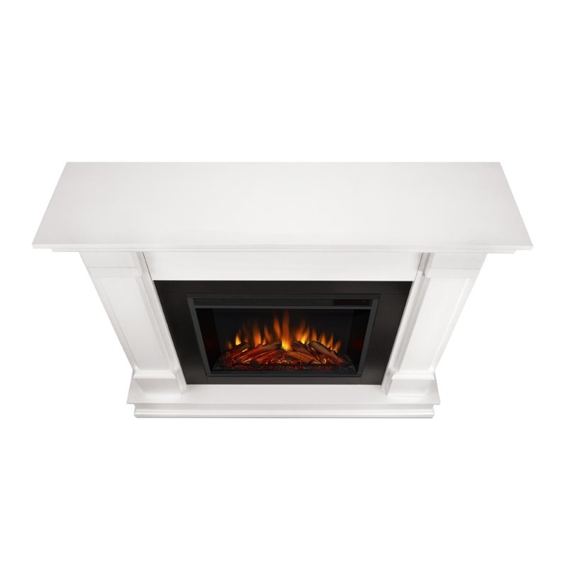 Real Flame Silverton Contemporary Solid Wood Electric Fireplace in White
