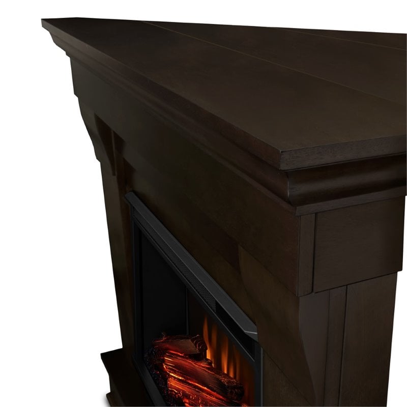 Real Flame Traditional Wood Espresso Chateau Electric Corner Fireplace
