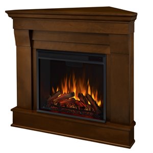 Real Flame Traditional Wood Chocolate Chateau Electric Corner Fireplace