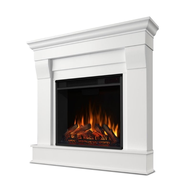Real Flame Chateau Electric Corner Fireplace in White