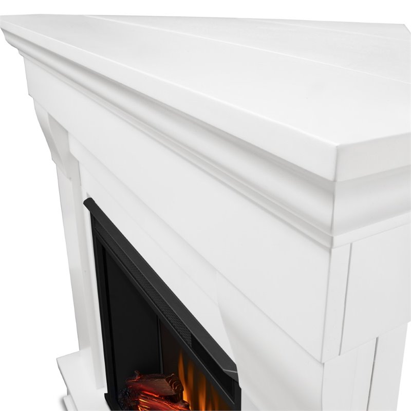 Real Flame Chateau Electric Corner Fireplace in White