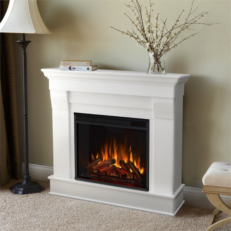 Real Flame Chateau Electric Fireplace in White
