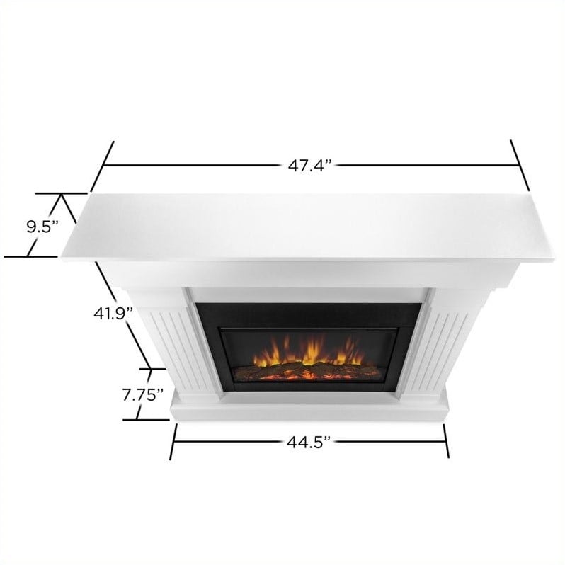 Real Flame Modern Wood Crawford Electric Slim Line Fireplace in White