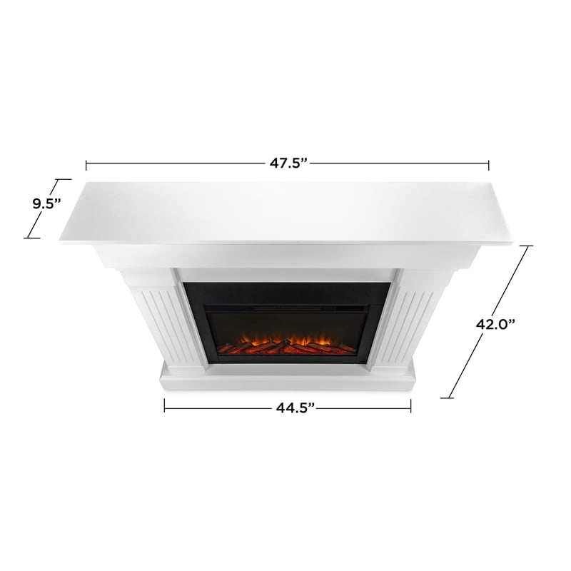 Real Flame Modern Wood Crawford Electric Slim Line Fireplace in White