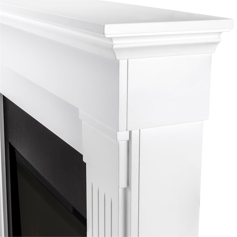 Real Flame Modern Wood Crawford Electric Slim Line Fireplace in White