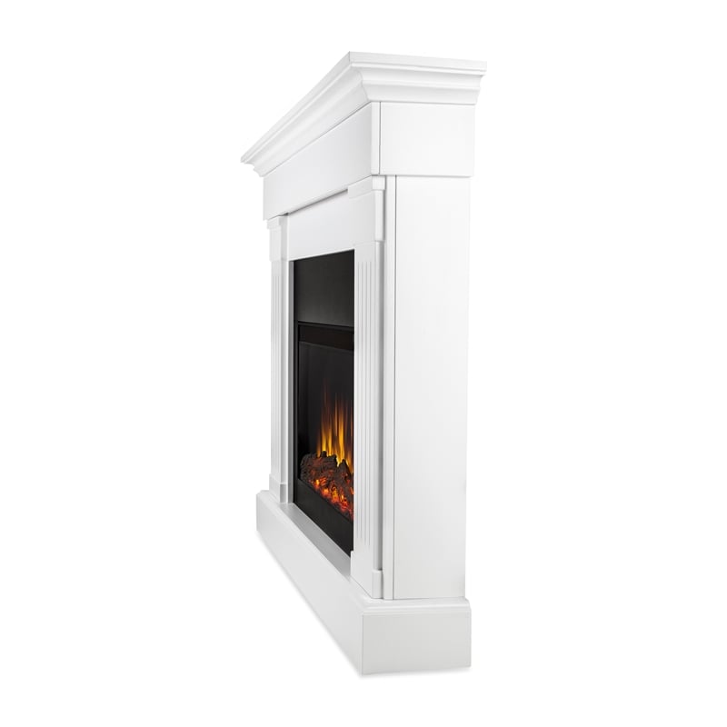 Real Flame Modern Wood Crawford Electric Slim Line Fireplace in White