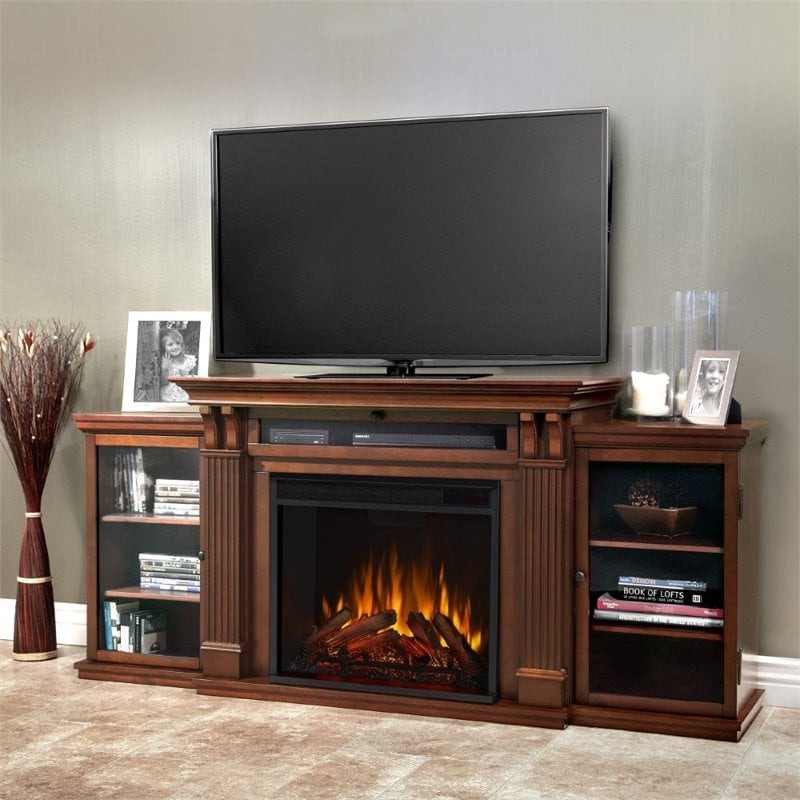 Real Flame Calie TV Stand with Electric Fireplace in Dark Espresso